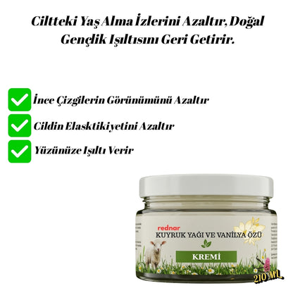 Rednar - Kırışıklık Giderici Doğal Botoks Kremi / Kuyruk Yağı & Vanilya Özlü 1 ALANA 1 BEDAVA